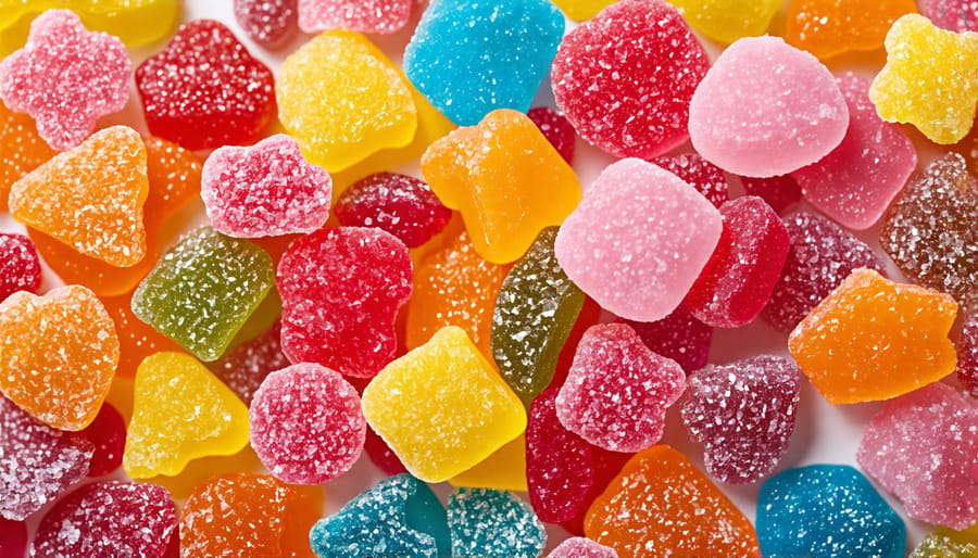 Assorted freeze-dried candies showing their unique textures