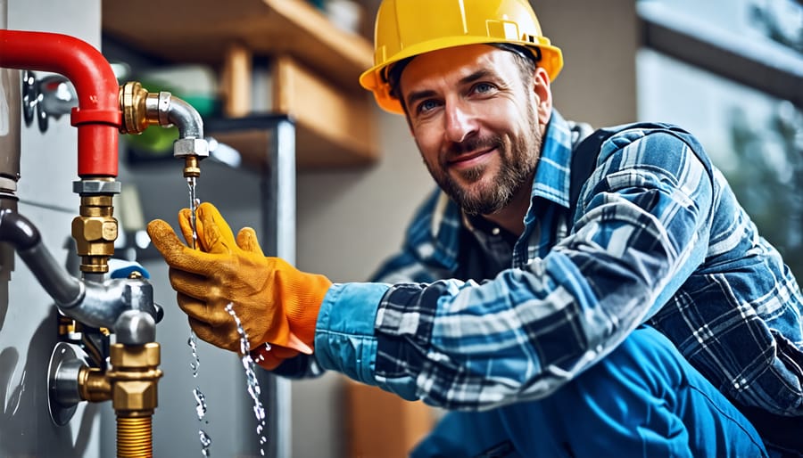 Professional plumber demonstrating how to avoid clogs using tools